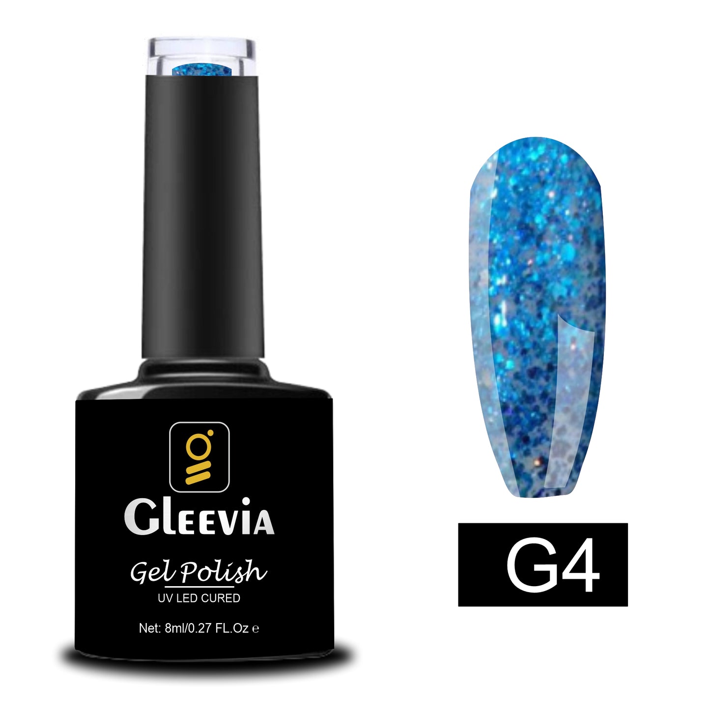 UV LED Soak-Off Glitter Gel Polish for Professionals 15ml Brush Cap G4