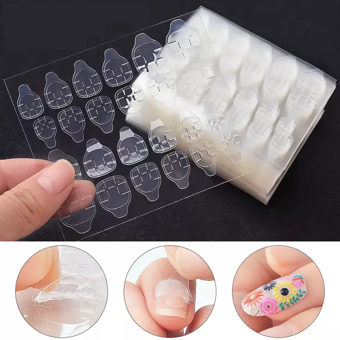 Nail Glue Tab | Waterproof Dual-Sided Nail Glue Adhesive Sticker Tab 24Tab/Sheet