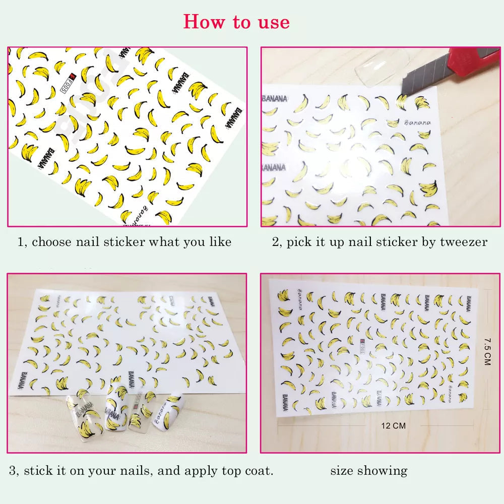 Gleevia 9 Sheets Nail Stickers Self Adhesive DIY Mixed Designs Nail Art Sticker For Beauty Nail Tools S1