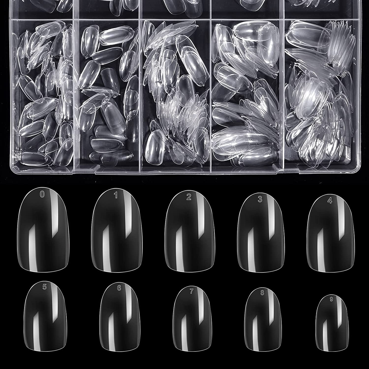 Gleevia Artificial Unbreakable Clear Short Oval Nail Tips Finger Nail Extension 500pc/Box Clear