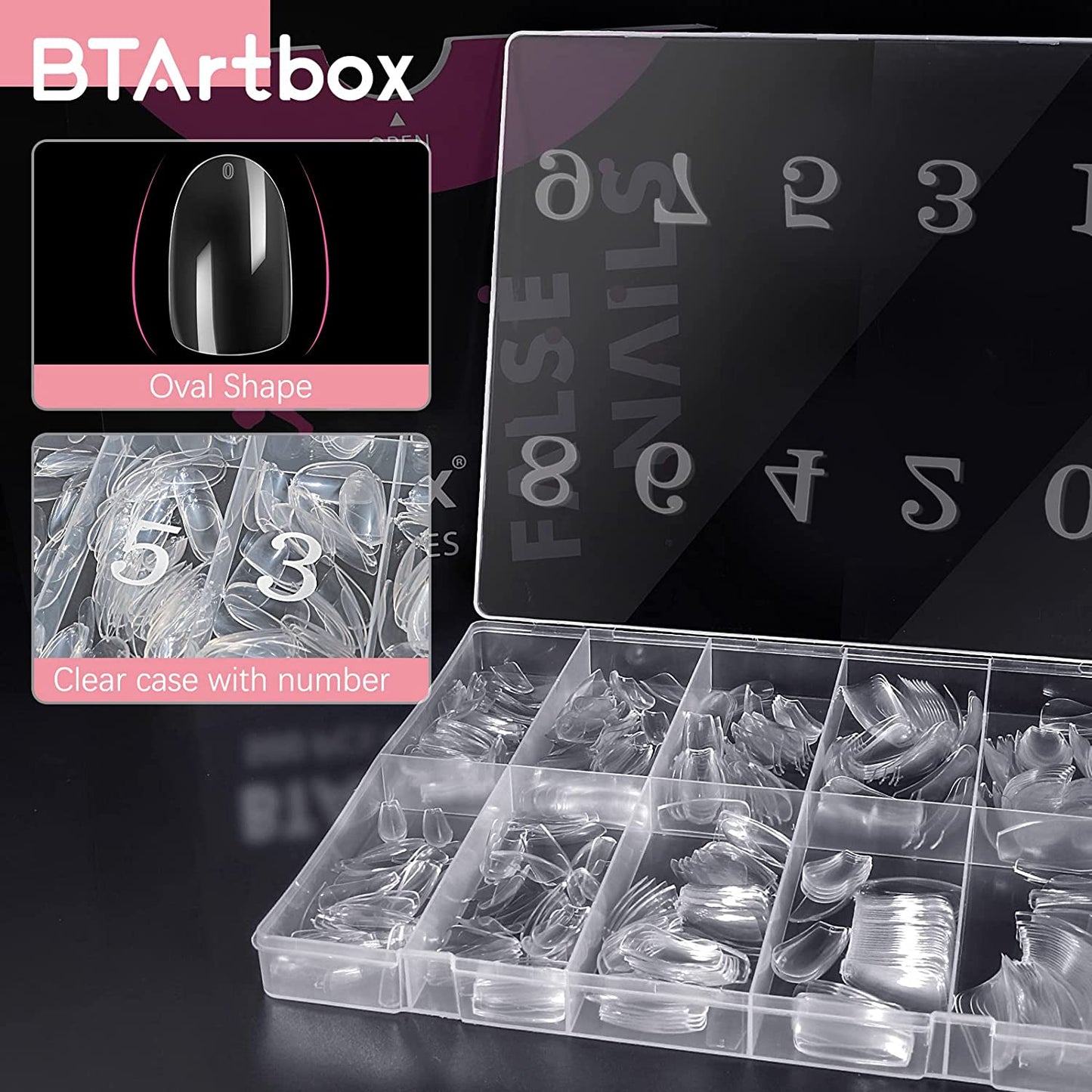 Gleevia Artificial Unbreakable Clear Short Oval Nail Tips Finger Nail Extension 500pc/Box Clear