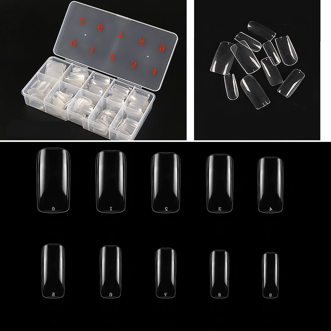 Gleevia Artificial Unbreakable Clear Square Shape Nail Tips Finger Nail Extension 500pc/Box