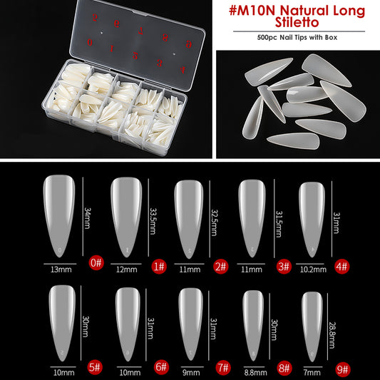 Artificial Unbreakable Natural Long Stiletto Nail Tips Finger Nail Extension 500pc/Box