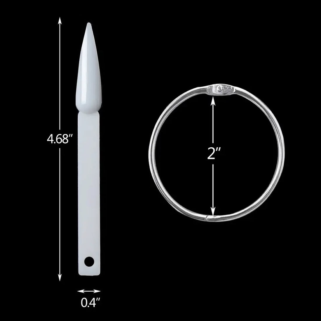 Nail Art Polish Display Practice Stick with Metal Split Ring Holder (50 Sticks)