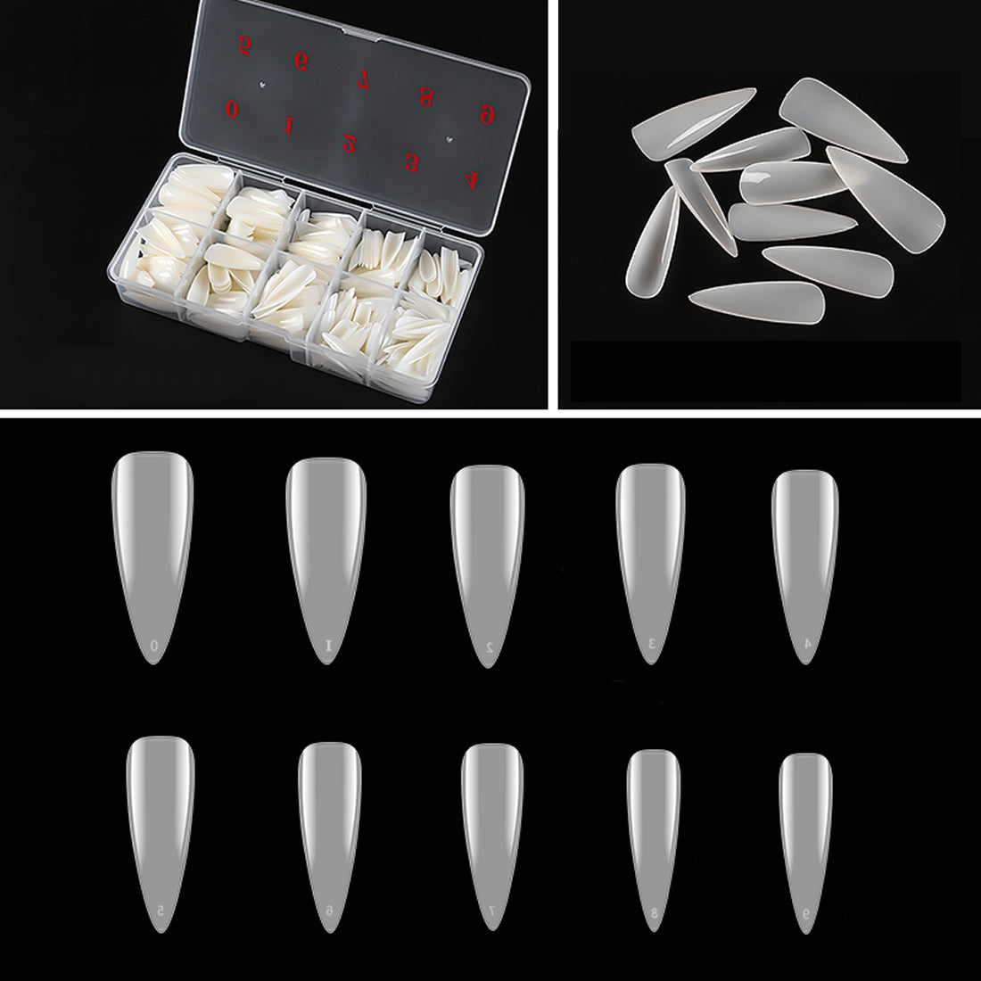 Artificial Unbreakable Natural Long Stiletto Nail Tips Finger Nail Extension 500pc/Box