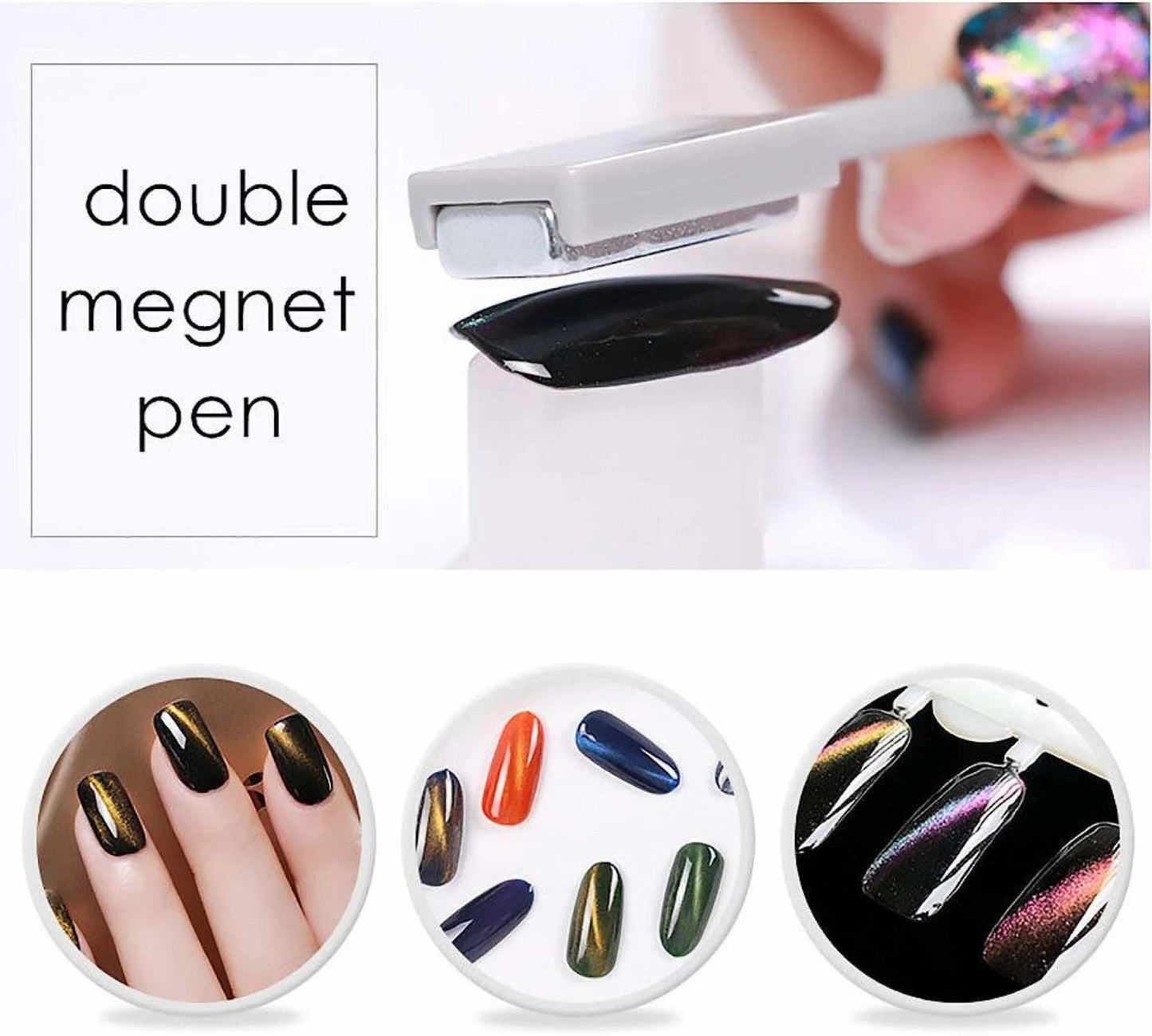 Cat-Eye UV Gel Nail Polish 15ml Brush Bottle with Double Head Magnet Combo Shade CCE1