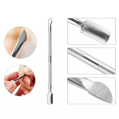 Gleevia Professional Sharp Double Head Metal Stainless Steel Cuticle Nail Pusher (Pack of 1)  (Silver)