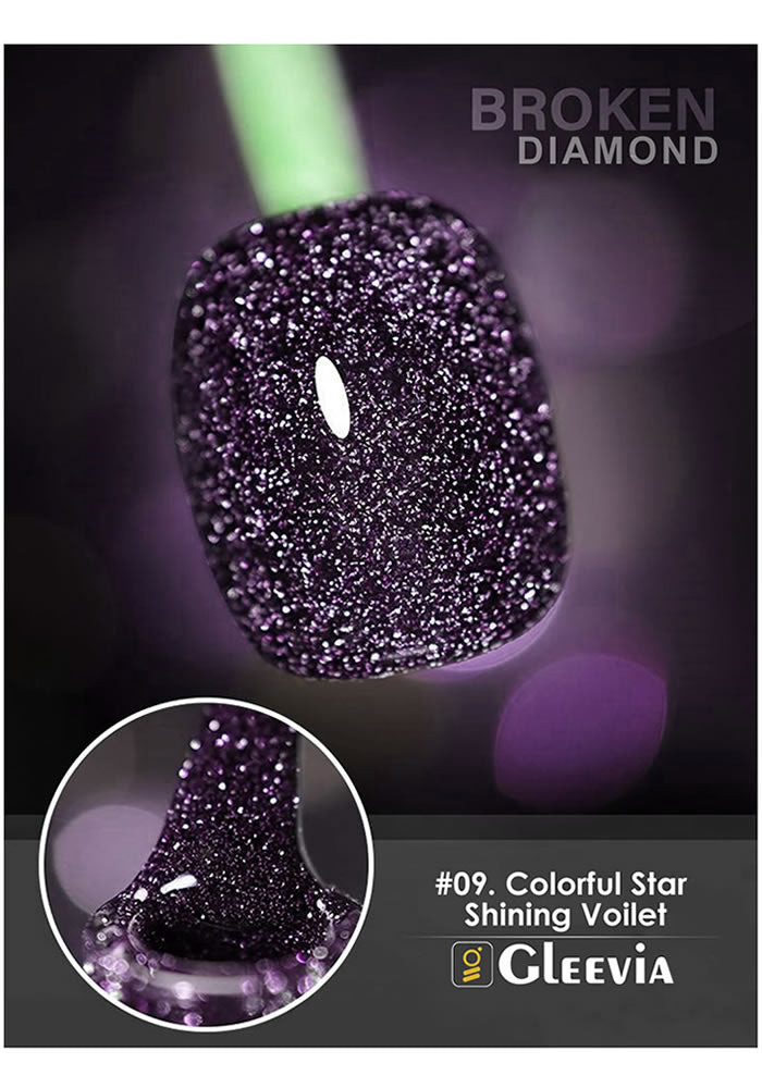 Reflective Glitter Color Flashing Gel Polish UV/LED Lamp Cure | Broken Diamond - Colorful Star Shining Violet