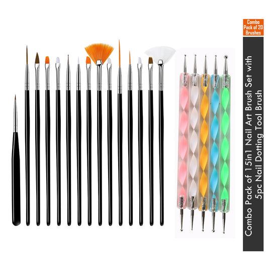 Gleevia Combo Pack of Professional Nail Art Design Painting Tool Pen Brush Black