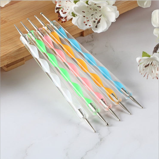 Dual Head Multicolor 5pcs Nail Art Dotting Marbleizing Tool Pen for Nail Decoration Stamping (Set of 5Pc)