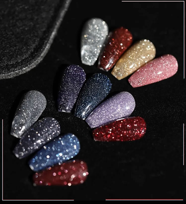 Reflective Glitter Color Flashing Gel Polish UV/LED Lamp Cure | Broken Diamond - Flashing Silver