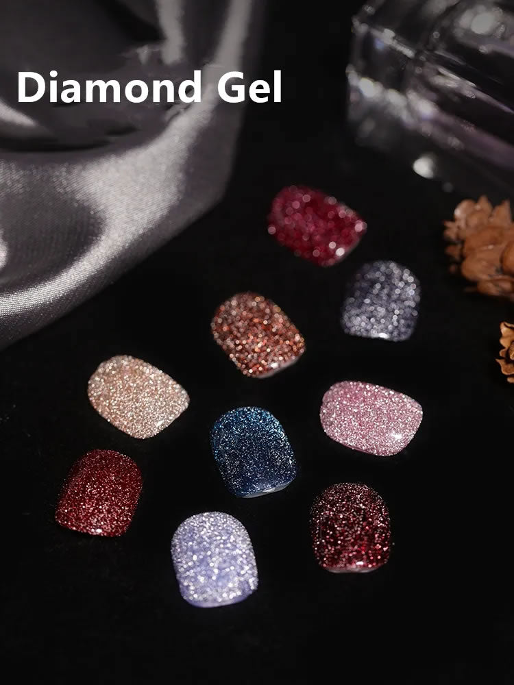 Reflective Glitter Color Flashing Gel Polish UV/LED Lamp Cure | Broken Diamond - Colorful Champagne