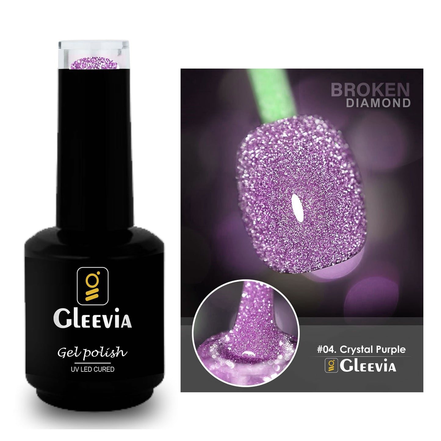 Reflective Glitter Color Flashing Gel Polish UV/LED Lamp Cure | Broken Diamond - Crystal Purple