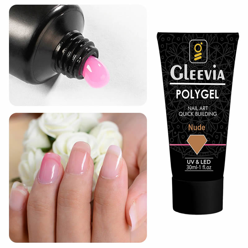 Gleevia PolyGel Nail Art Quick Building 30ml Pack - Quick Nail Extension Gel Nude (Combo Pack)