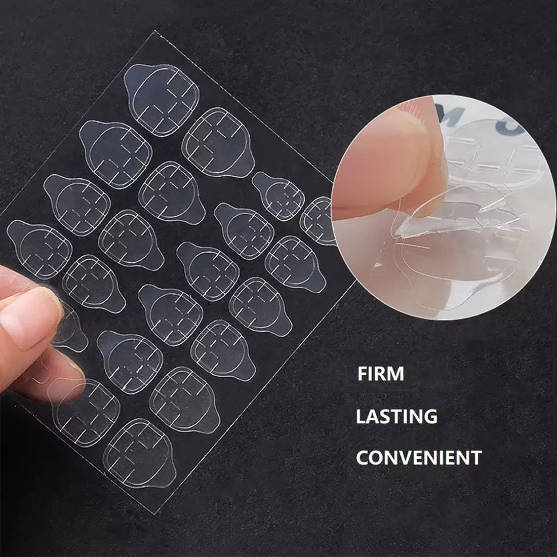 Nail Glue Tab | Waterproof Dual-Sided Nail Glue Adhesive Sticker Tab 24Tab/Sheet